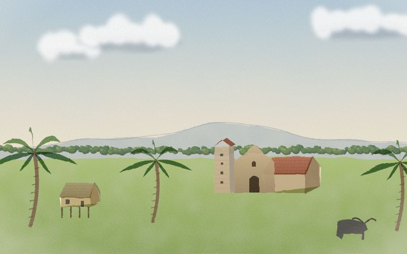 Malovaná pohlednice krajiny, odkud pochází jazyk Tagalog (filipínština)
