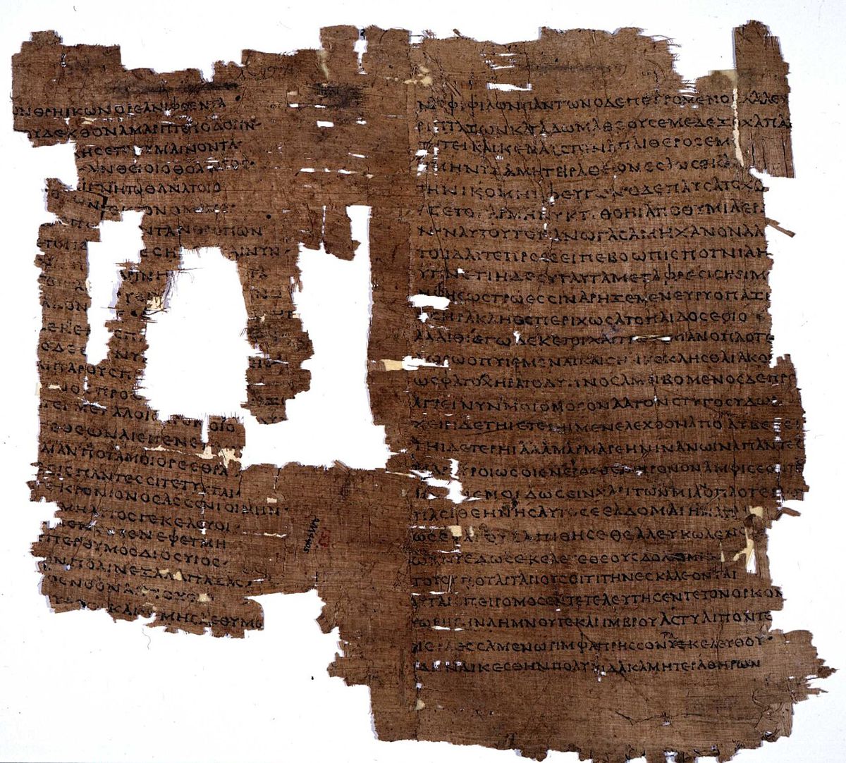 Zlomek Homérovy Iliady na papyru z Oxyrhynchu v Egyptě. Knihovna Princetonské univerzity.